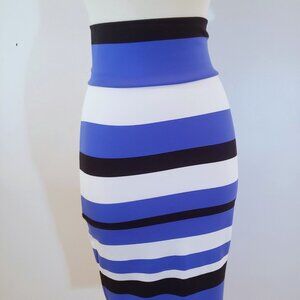 BEBE Striped Pencil Midi Skirt